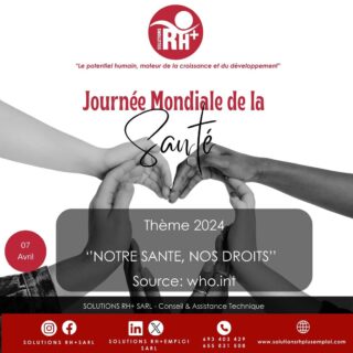 ✨Journée mondiale de la santé 7 Avril. «  NOTRE SANTE ,NOS DROITS »

Une journée pour offrir une opportunité de mettre en avant les enjeux de santé majeurs qui affecte les uns et les autres, la journée mondiale de la sante est un droit fondamental de chaque être humain.

Chaque année l’OMS choisit un thème spécifique visant à attirer l’attention sur des problématiques de santé particulières ; rappelant à chacun que la santé est un trésor précieux à préserver et que seul l’engagement collectifs envers le bien-être de tous peut transformer les rêves de guérison en réalité.

La santé est comme la richesse ;il ne suffit pas de lavoir il faut savoir la conserver alors ensemble engageons nous pour une santé mondiale équitable et accessible à tous .
_________

World Health Day April 7. “OUR HEALTH, OUR RIGHTS”

 A day to provide an opportunity to highlight major health issues that affect everyone, World Health Day is a fundamental right of every human being.

 Each year the WHO chooses a specific theme aimed at drawing attention to particular health issues;  reminding everyone that health is a precious treasure to be preserved and that only collective commitment to the well-being of all can transform dreams of healing into reality.

 Health is like wealth; it is not enough to have it, you must know how to preserve it, so together let us commit to global health that is equitable and accessible to all.

Source : who.int