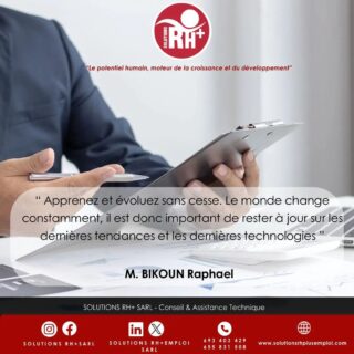 ☀️BONJOUR LUNDI !

✨La société SOLUTIONS RH+ SARL vous souhaite une semaine performante dans votre milieu professionnel par ce conseil qui nous est donné par M. BIKOUN Raphaël.

#POTENTIELHUMAIN #ressourceshumaines #RH #MONDAYMOTIVATION  #quoteoftheday 

☀️HELLO MONDAY !

✨SOLUTIONS RH + SARL wishes you a successful week in your workplace with this advice from Mr BIKOUN Raphaël.

#HUMANPOTENTIAL #humanresources #HR #MONDAYMOTIVATION #quoteoftheday