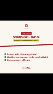 🚀 Optimisez les compétences de vos équipes avec Solutions RH+ Emploi ! 🎯

Un turnover élevé ? Une productivité en baisse ? La clé est dans la formation !

💡 Nos formations RH sur mesure vous aident à :
✅ Développer le leadership et le management
✅ Améliorer la gestion du stress et de la productivité
✅ Recruter plus efficacement

📞 Contactez-nous dès maintenant pour un accompagnement personnalisé !

#RH #FormationProfessionnelle #Productivité #Leadership #SolutionsRH